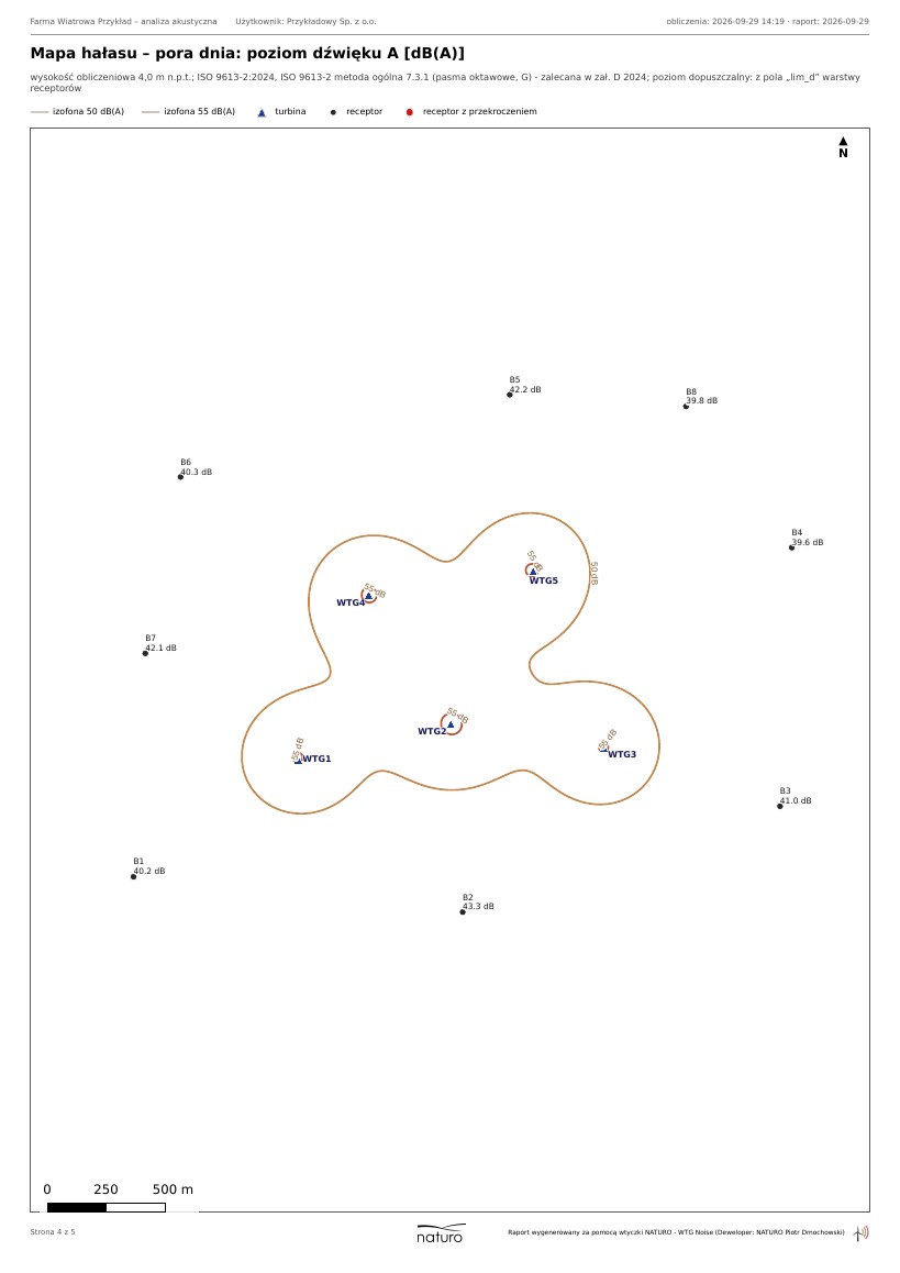 Mapa hałasu dla pory dnia z raportu